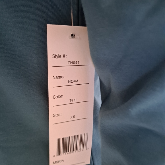 Tracy Negoshian teal ruffle open shoulder jersey dress - Picture 5 of 5